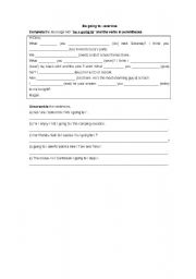 English worksheet: Be going to exercises