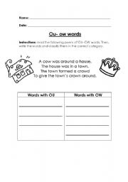 English worksheet: ou ow words