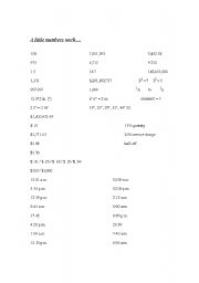 English worksheet: general numbers review