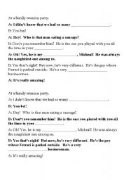 English worksheet: Family Reunion Role Play