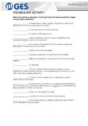English Worksheet: Vocabulary activity