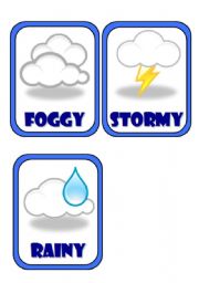 Set of 7 weather flashcards