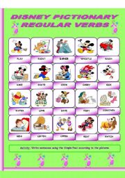 English Worksheet: Disney Pictionary_regular verbs_past simple