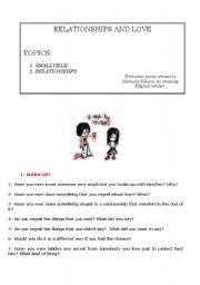 English worksheet: Relationships and love - Smallville!