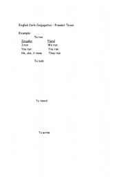 English worksheet: Present Tense Conjugation Practice