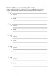 English worksheet: Create Your Own Test Questions For Review