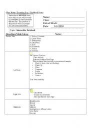 English Worksheet: Cornell Notes Setting up an Interactive Notebook