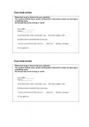 English Worksheet: Book review writing frame