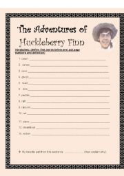 the adventures of huckleberry finn worksheet pdf