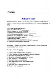 English Worksheet: Adverb test