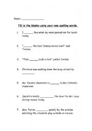 English worksheet: Clozed Sentences