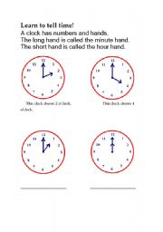 English worksheet: Learn to tell time