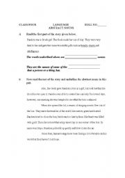 English worksheet: worksheets on abstract nouns
