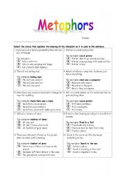 Metaphors Worksheet 1