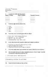 English Worksheet: Quiz for 5th grade