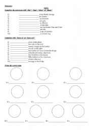 English Worksheet: there is _ are   the time