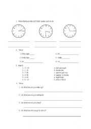 English Worksheet: Time telling