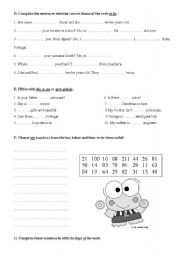 English Worksheet: second part of the diagnostic test