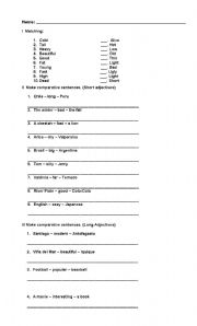 English Worksheet: Comparative Adjectives