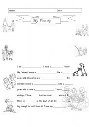 English Worksheet: MY FAMILY