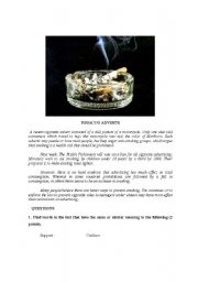 English Worksheet: tobacco adverts