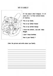 English worksheet: My Family -