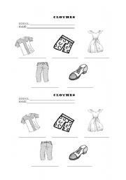 English Worksheet: Name of Clothes