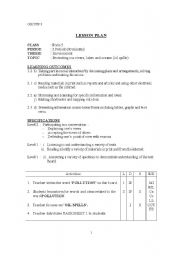 English worksheet: environment lesson plan