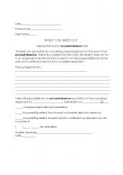 English worksheet: Missing Assignment Form