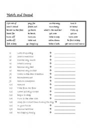English worksheet: matching worksheet: practice some idioms