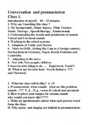 English Worksheet: Conversation and pronunciation Class 1