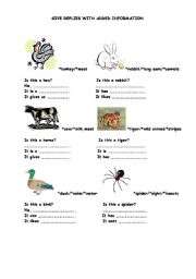 English worksheet: simple sentence exercises
