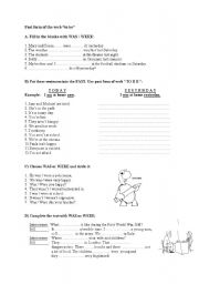 English Worksheet: was/were