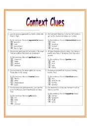 Context Clues Worksheet 3