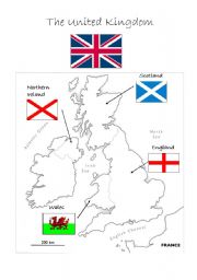 Uk: map and flags