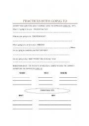 English worksheet: PRACTICES WITH THE EXPRESSION GOING TO
