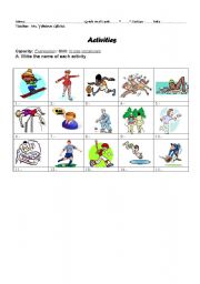 English Worksheet: Activities to practice can or cant