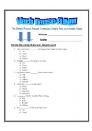 English Worksheet: Practice the present, past, and future simple tenses. Lots of verbs. ENJOY! 