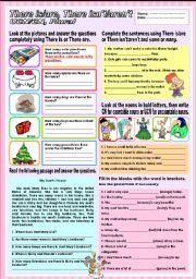 English Worksheet: There is/are, There isnt/arent, UCN/CN and plural (Mixed tenses)