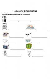 English Worksheet: kitchen equpiment