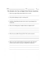 English Worksheet: Monsters Are Due on Maple Street