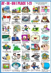 English Worksheet: AT - IN - ON - PREPOSITIONS OF PLACE-EXERCISES (1-2) (B&W VERSION INCLUDED)