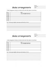 English Worksheet: Make arrangements