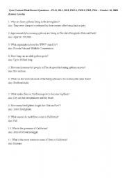 English Worksheet: quiz contest questions