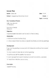 English Worksheet: Lesson plan grade 2