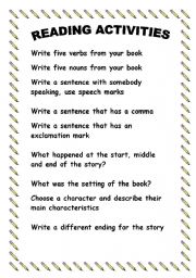 English Worksheet: Reading Activities