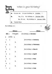 English worksheet: Birthday Search