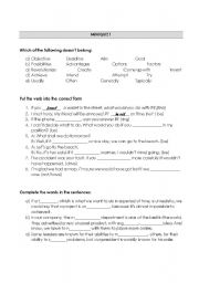 English Worksheet: Miniquiz