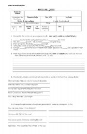 English Worksheet: CAN- COULD