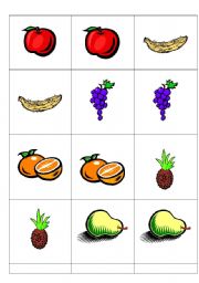 English worksheet: fruits memory game